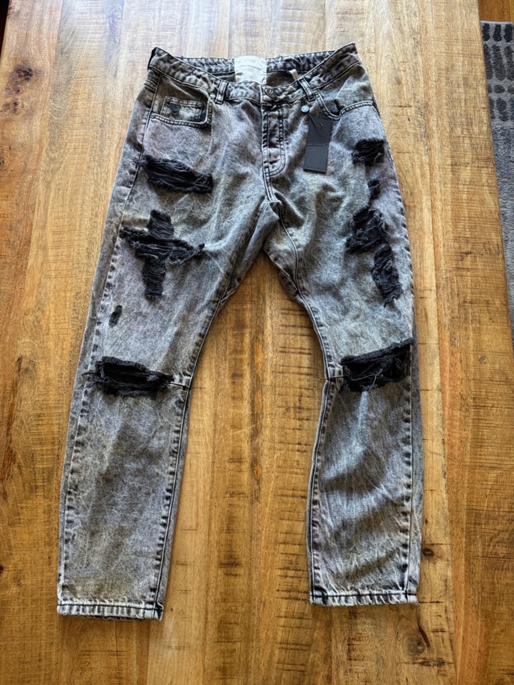 One Teaspoon 27 Sun Acid Wash Saints Boyfriend Distressed gray Denim Jeans NWT